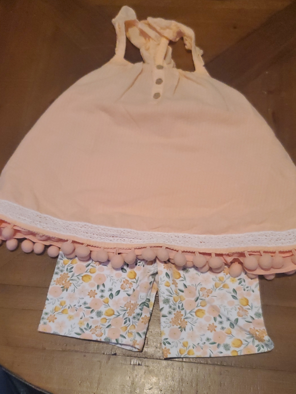 Max Studio Peach Halter Top with Floral Shorts Set